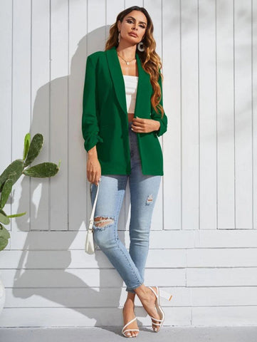 Shawl Collar Solid Blazer Shein