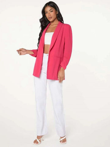 Shawl Collar Solid Blazer Shein