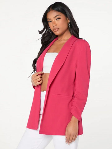 Shawl Collar Solid Blazer Shein