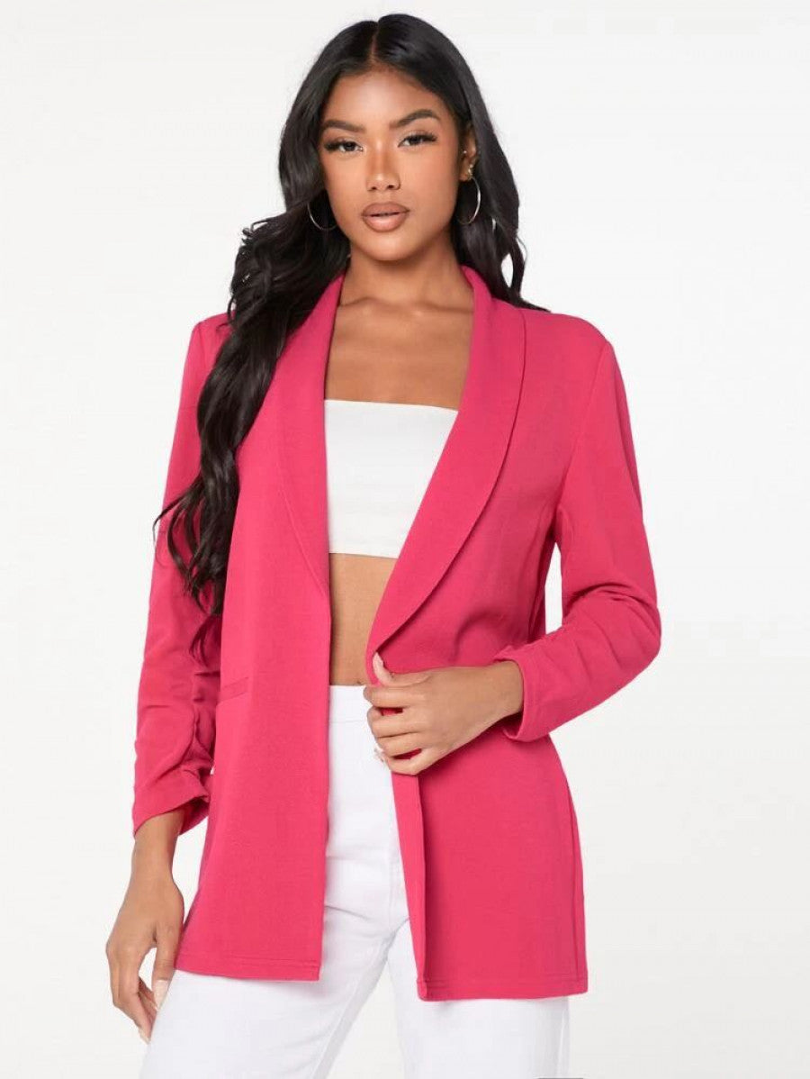 Shawl Collar Solid Blazer Shein