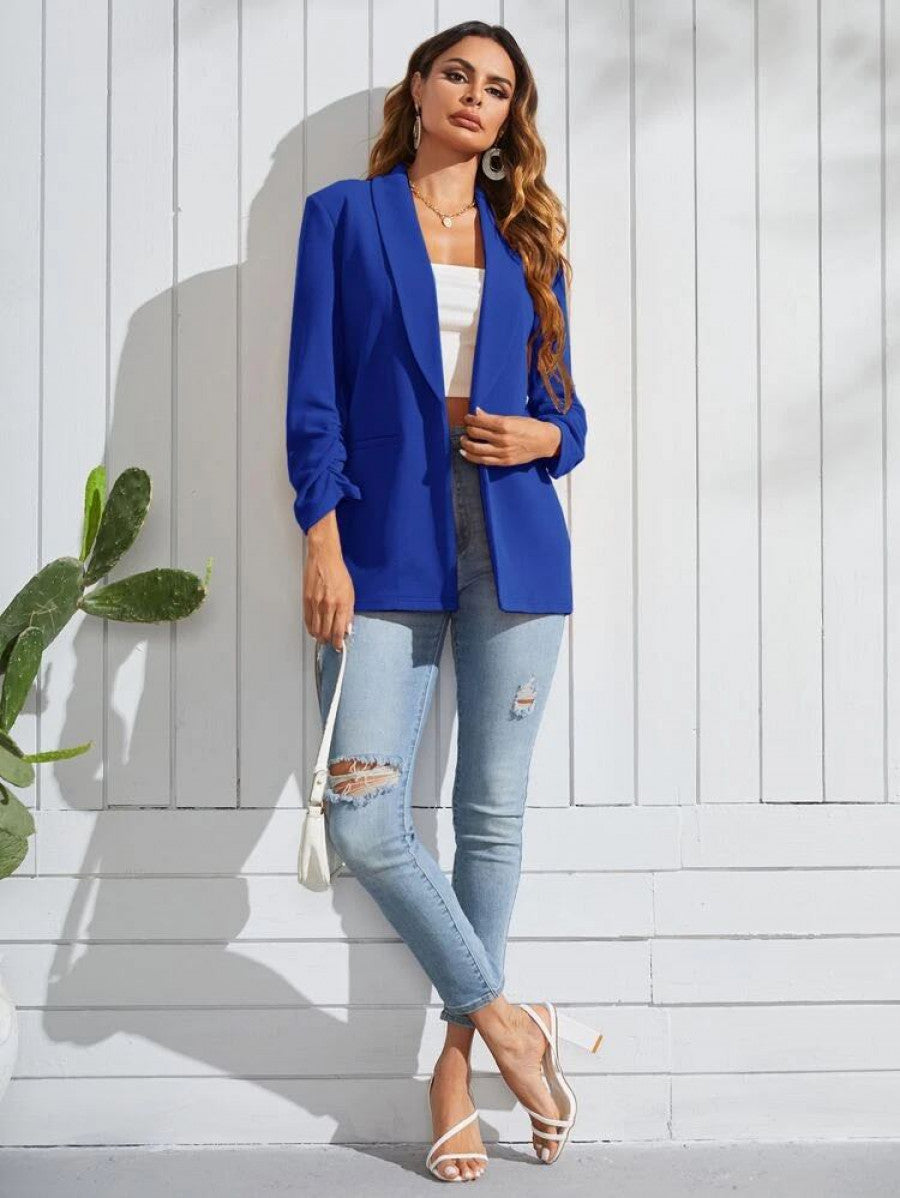 Shawl Collar Solid Blazer Shein