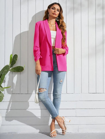 Shawl Collar Solid Blazer Shein