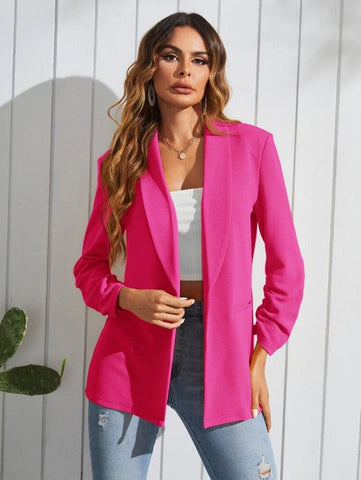 Shawl Collar Solid Blazer Shein