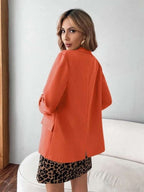 Flap Detail Roll Tab Sleeve Blazer Shein