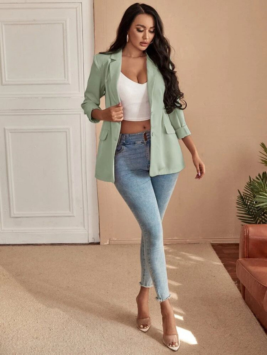 SXY Lapel Neck Single Breasted Blazer Shein