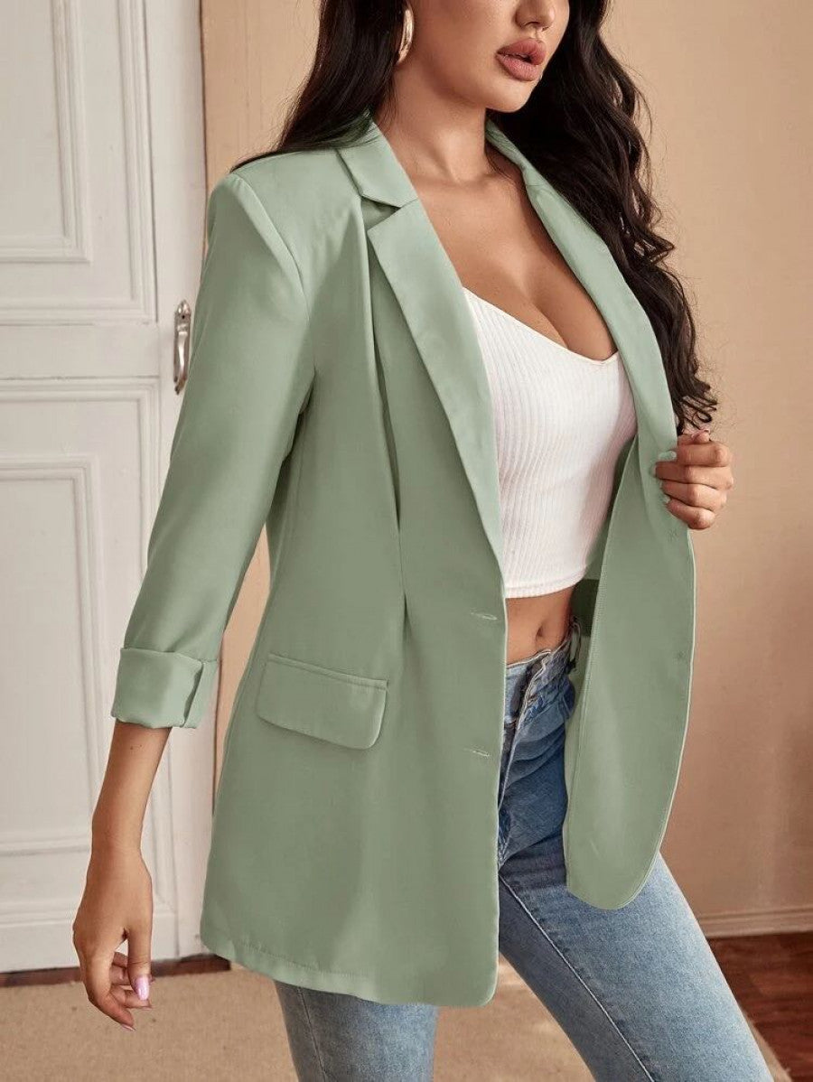 SXY Lapel Neck Single Breasted Blazer Shein