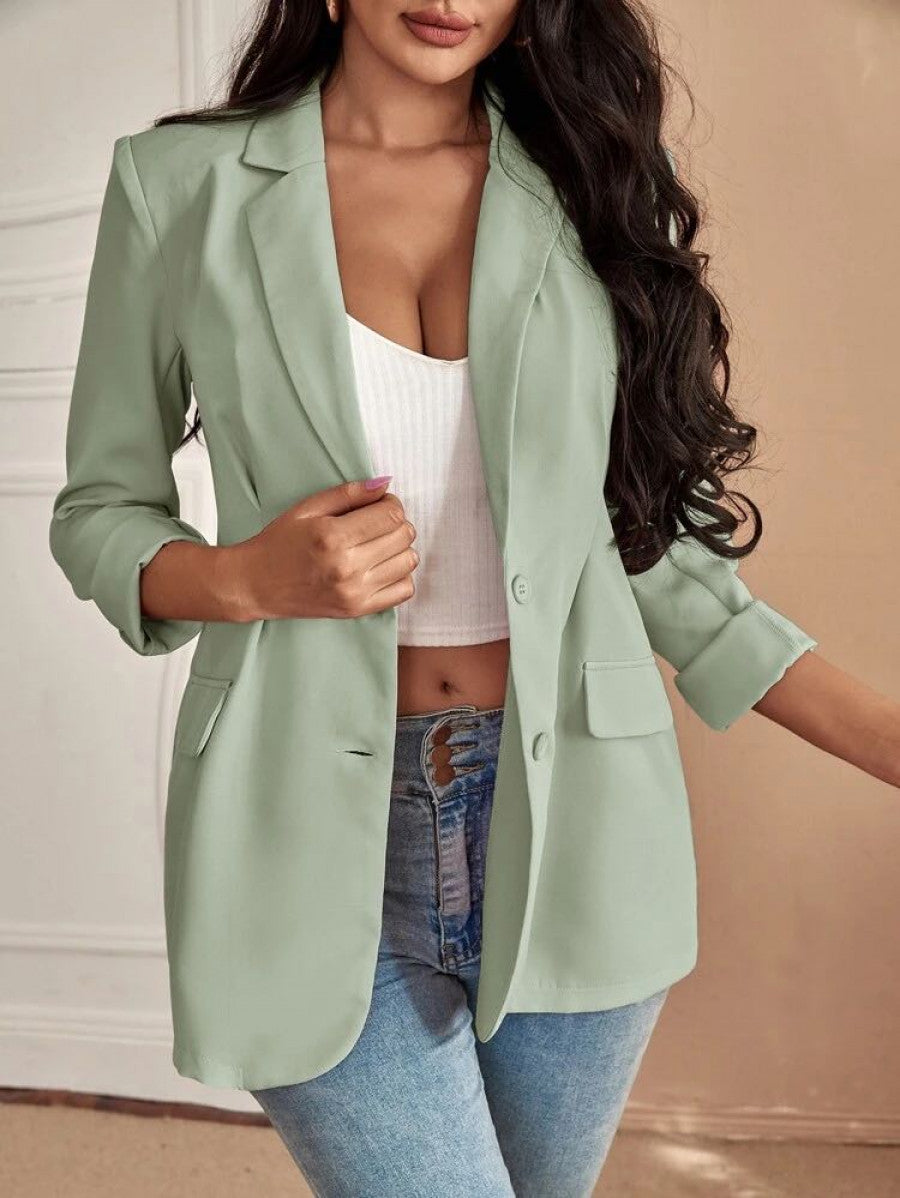 SXY Lapel Neck Single Breasted Blazer Shein