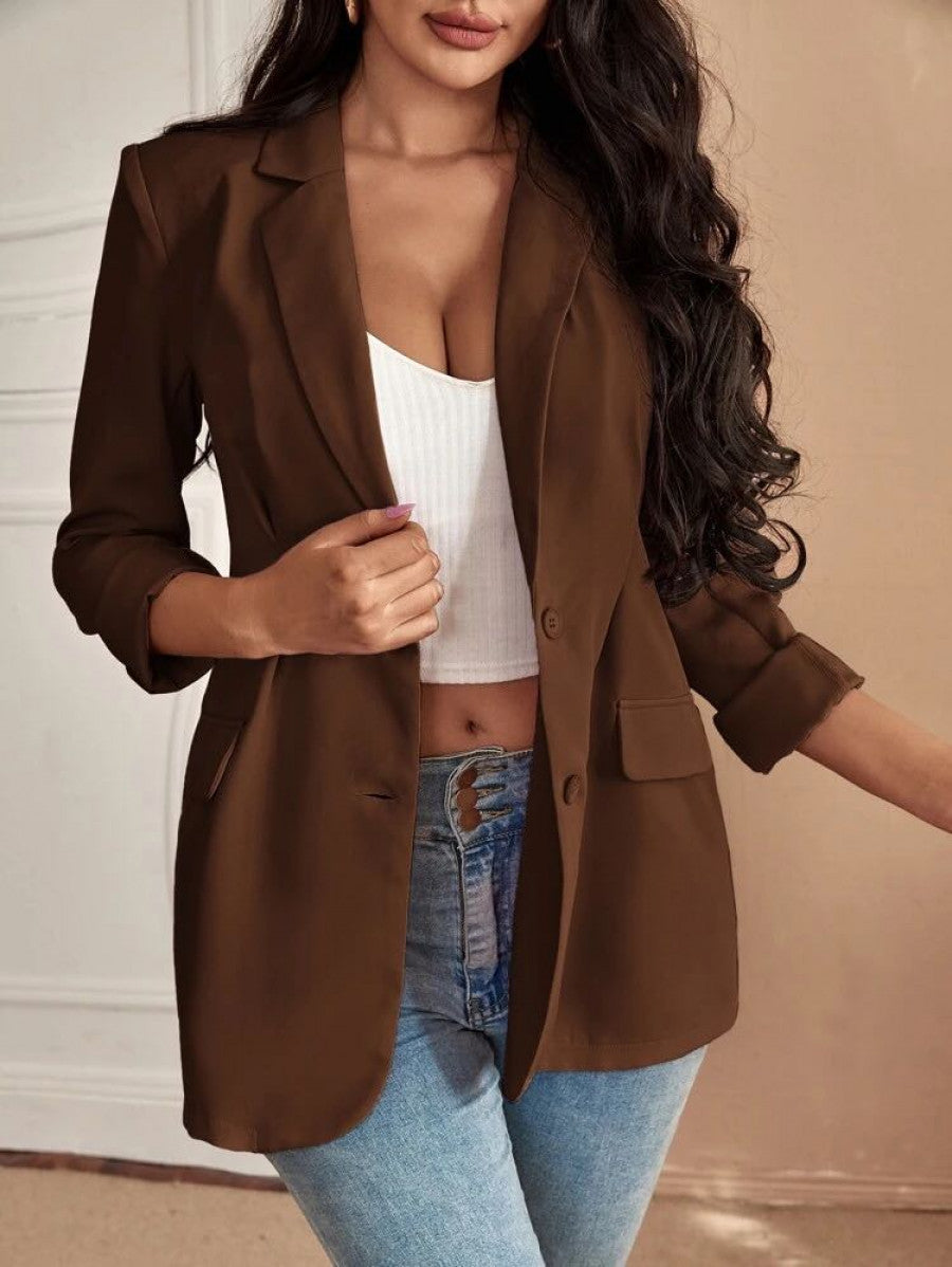 SXY Lapel Neck Single Breasted Blazer Shein