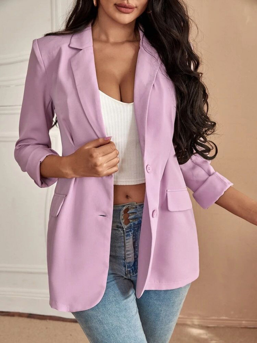 SXY Lapel Neck Single Breasted Blazer Shein