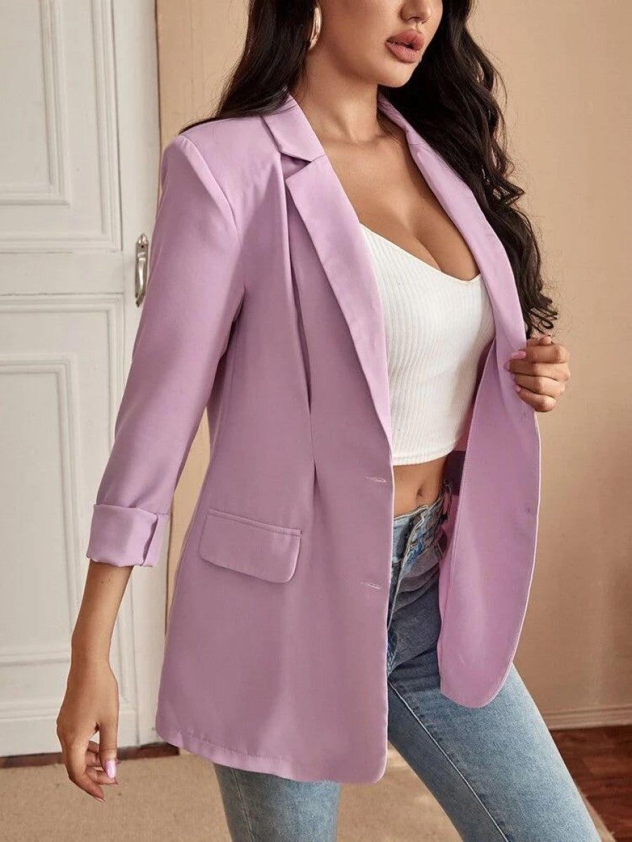 SXY Lapel Neck Single Breasted Blazer Shein