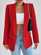 Solid Shawl Collar Blazer Shein