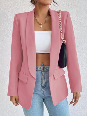 Solid Shawl Collar Blazer Shein