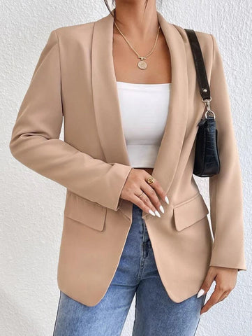 Solid Shawl Collar Blazer Shein