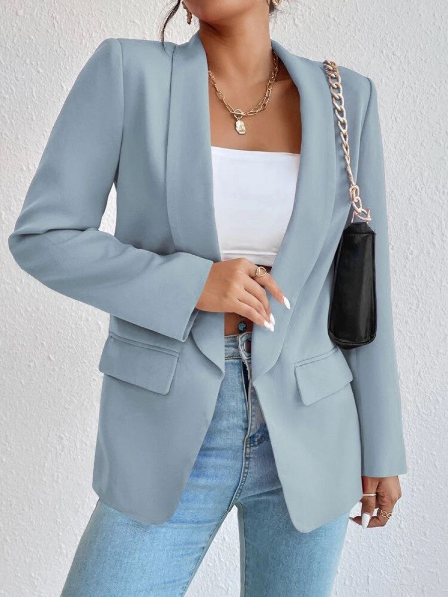 Solid Shawl Collar Blazer Shein