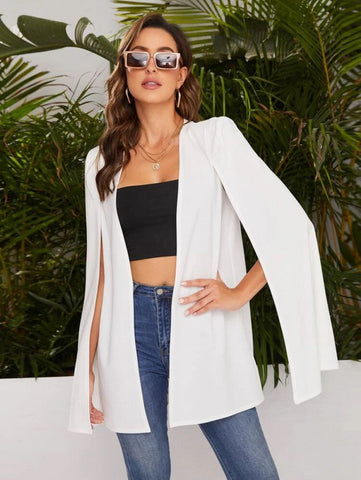 Felegant Open Front Cape Blazer Shein