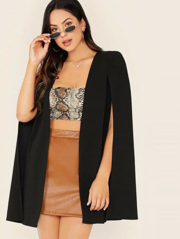 Felegant Open Front Cape Blazer Shein