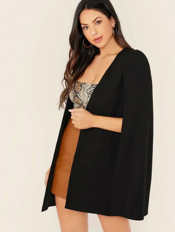 Felegant Open Front Cape Blazer Shein